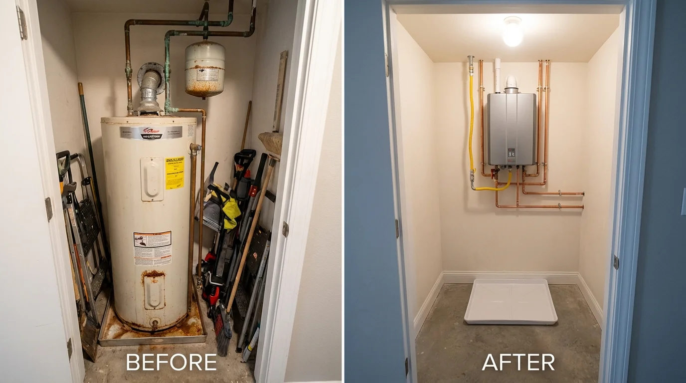 Tank water heater versus wall-mounted tankless unit comparison for Highland, IL homeowners